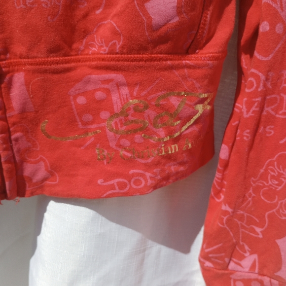Ed Hardy women's long sleeve zip up hoodie. Vintage Ed Hardy sport, size xs - Picture 3 of 7